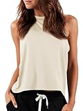 LASLULU Women Going Out Casual Tank Tops Spring Summer Workout Crop Tops 2024 Sleeveless Shirt Y2K Fashion Outfits(Beige Small)