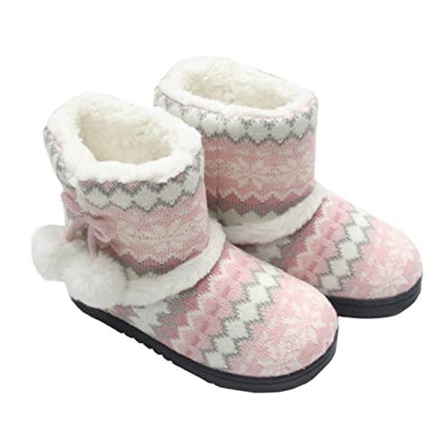 Pantoufles d'hiver bottes pour femmes chaussures en coton rouge style chaussettes quart