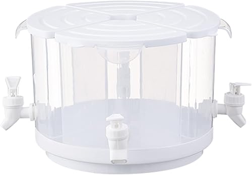 MANMAOHE Dispensador de bebidas de plástico blanco 4 en 1 con 4 espigas, dispensador de bebidas desmontable de 5.5 litros, frigorífico, dispensador