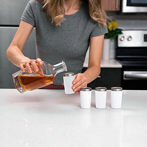 Everyday Goods (4-Pack 2Oz/60Ml) Miniature Tumbler Shot Glass Set Demitasse Stainless Steel Espresso Cup Shot Glasses Double-Wall Insulated Heavy Base Double Shot Glass 4 Pack Set 2Oz/60Ml (White) #TOP6