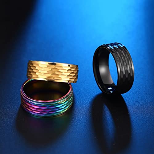 Wycian Ring Damen Personalisiert, Edelstahl Ring Männer Wabenmuster Farbe Größe 60 (19.1) Jubiläums Geschenk für Freund Freundin