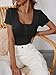 ANRABESS Womens 2025 Summer Short Sleeve Tops Ribbed Knit Henley Button Up Slim Fit Basic Casual T Shirts Blouse Fall Outfits Black X-Large
