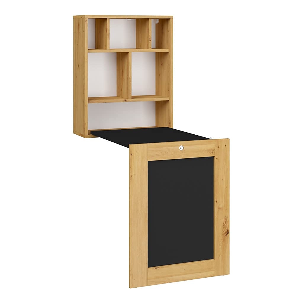 Detalles del escritorio plegable TILT mesa de ordenador mesa de pared mesa plegable oficina hogar (roble Artisan/negro mate