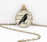 Bloody devil Kunst-Bild-Halskette, Raben-Vintage-Stil, Edgar Allan Poe Nevermore Art Anhänger, Halskette, inspirierter Schmuck oder Schlüsselanhänger, Geschenk der Liebe