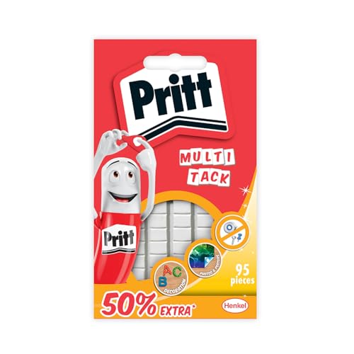 PRITT Instant Tack Gommini Adesivi Multiuso, Adesivo Muro Bianco per Casa, Ufficio e Scuola, Adesivi per Vetro, Muri o Porte Removibili, 1 Confezione da 95 Pezzi