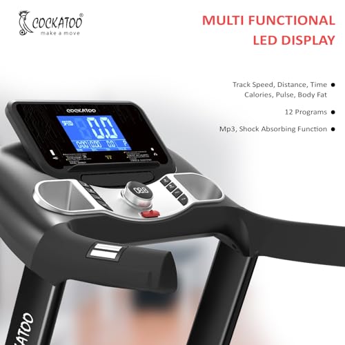 Image of Cockatoo Flex Run4.5M 4.5HP Peak DC Motorized Treadmill for Home, with Massager & 3 Level Manual Incline, Max Speed 16 Km /Hr, Max User Weight 120Kg