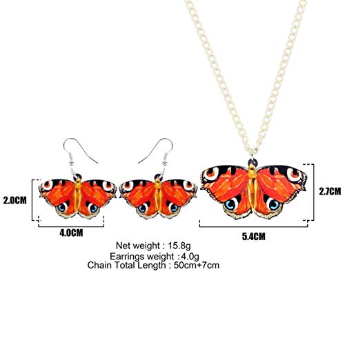 Pendientes de mariposas tropicales y collares de acrílico para niñas 3