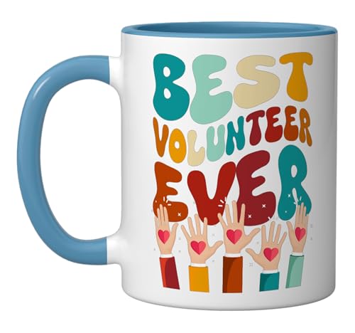 Volunteer Appreciation Best Volunteer Ever Ceramic Mug, Blue/White