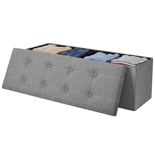 SONGMICS HOME Storage Ottoman, 35 Gallons End of Bench, 15.2 x 43.2 x 15.2 Inches, for Entryway, Living Room, Light Gray by SONGMICS HOME - Used condition - US$45.11