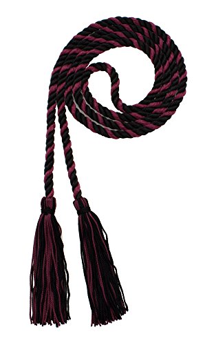 Image of Graduation Honor Cord - Black /Maroon - Every School Color Available - Made in USA
