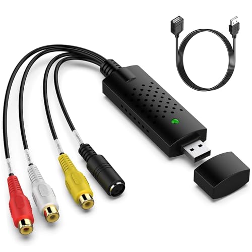 YOURKAY Capturador de Vídeo USB 2.0, Digitalizador VHS para Convertir Mini DV Hi8 DVD a Digital, para PC TV Videocámara