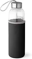 Garrafa Squeeze De Vidro Com Luva Protetora Neopreme 520 Ml (Preto)