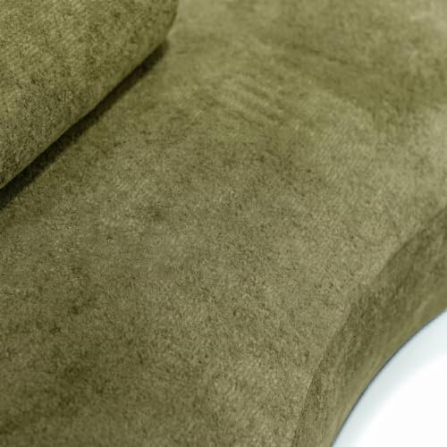 Image of Furniture of America Sylin Modern Chenille Sofa with Pillows, Curved Arms and High Density Foam, Wooden Comfortable Couch for Living Room, Office, Olive Green