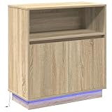 【Illuminazione LED innovativa】 Con strisce LED a basso consumo, questo mobile buffet illumina bene gli oggetti esposti, creando un'atmosfera accogliente.