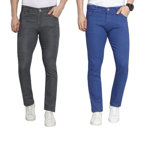 Image of DAIS Men's Stretchable Slim Fit Mid Rise Jeans, Pack of 2, (Combo of 2 Jeans)