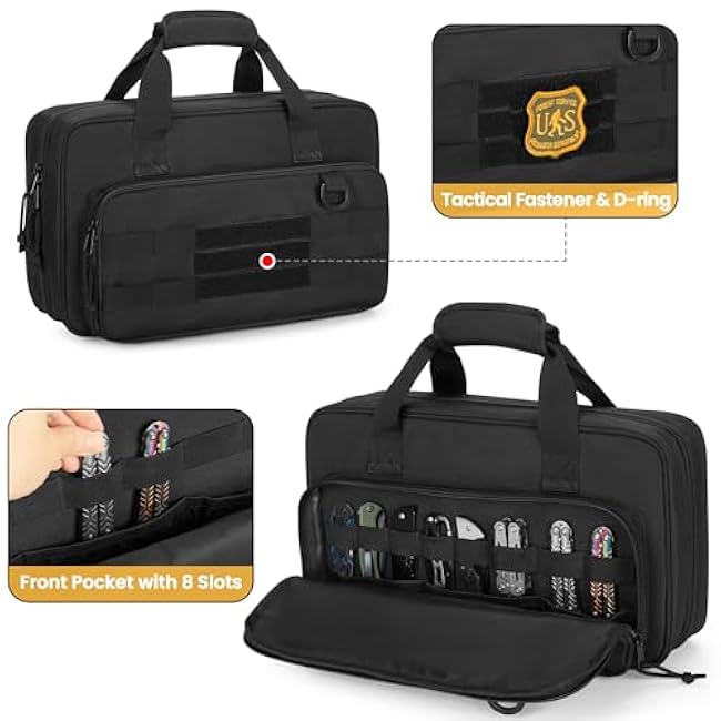 samdew Knife Display Bag for 74+ Pocket Knives, Butterfly Knife Storage Case with 3 Different Size Slots, Folding Knife Organizer Holder, Knife Collection Box with Hard PE Board, Soft Bag Only