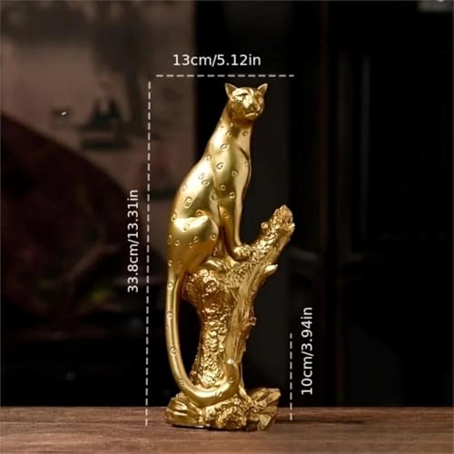 Figura de Leopardo Dorado en Resina 33.8 cm miniatura 2