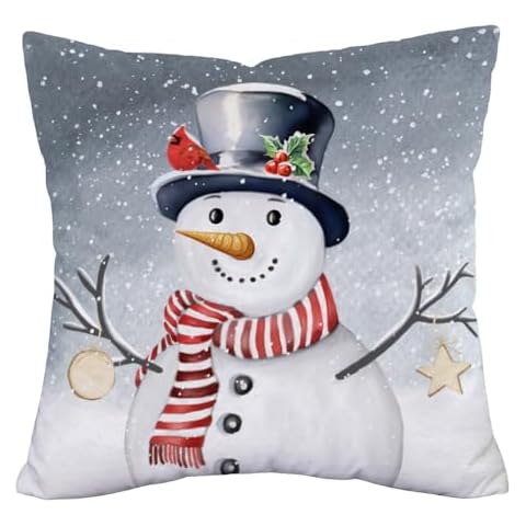 Aremazing Christmas Snowman & Let It Snow Super Soft Throw Pillow Case Cushion Cover Home Office Decorative 18 X 18 Inches (Christmas Snowman) Cover