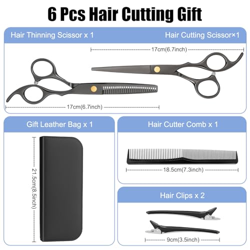 WFOEJEJ Professional Hair Cutting Scissors Shears Kit - Stainless Steel Hairdressing Scissors for Barber, Salon, and Home Use