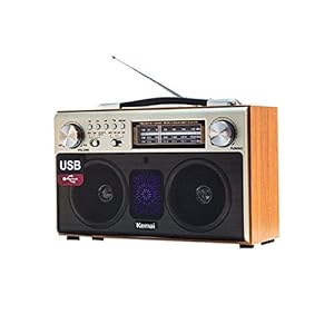 QCHIAN Holz-Retro-Wireless-Bluetoo... tragbar, hochwertiges Heim-Tri-Band-FM-Radio, Subwoofer, Handy, TF-Karte, USB, klassischer 80er-Jahre-Stil mit moderner Technologie