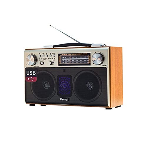 QCHIAN Altavoz Bluetooth inalámbrico Retro de Madera portátil for el hogar tribanda Radio FM subwoofer teléfono móvil Tarjeta TF USB, Estilo clásico de los años 80 con tecnología Moderna