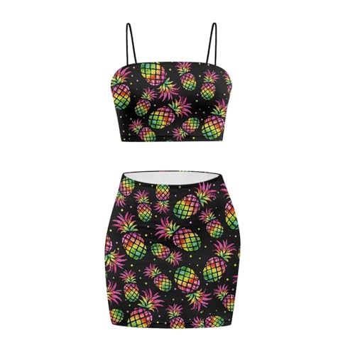 Image of 2025 Sexy Spaghetti Strap Crop Tops and Bodycon Skirt Casual 2 Piece Set S-4XL