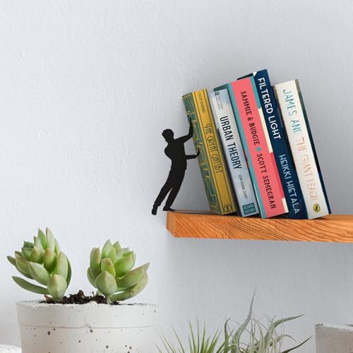 Image of Artori Design Book Ends to Hold Books Heavy Duty - Hidden Metal Bookends for Shelves Desk or countertop - Bookend Book Holder for Home Decorative - Gift for Book Lovers and Home Decor (Cliffhanger)