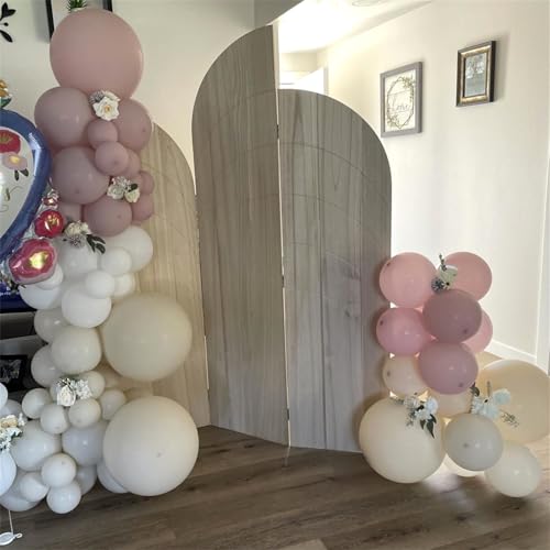 Image of Dusty Pink and Gold Balloons Set, 60Pcs 12 Inch Retro Blush Pink White Sand Beige Metallic Gold Latex Balloon with Gold Confetti Boho Balloon for Birthday Baby Bridal Shower Wedding Party Decorations