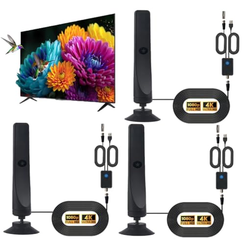 Wave Max TV Antenna 2025, Signal Booster with Crisp HDTV Display, Indoor Antennas for Smart Tvs with All TVs, Coverage Up to 500 Miles, Supports 4K,1080p,HD Digital Antenna for Local(3 Pcs)