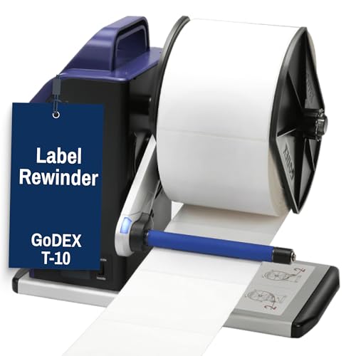 McAuley Labels GoDEX T-10 Label Rewinder Machine - 4” Wide VR Variable Speed Label Roller Machine for Desktop or Industrial Printers, Compact & Efficient Roll Handling