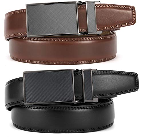 Image of CHAOREN Mens Dress Belt Leather 2 Pack - Mens Ratchet Belt for Dress Shirt and Pants Every Occasion (32mm)
