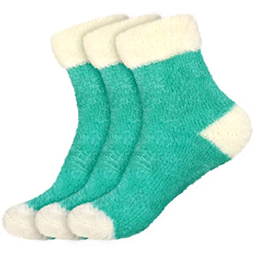 Image of BambooMN Women's Super Soft Fuzzy Socks, Polka Dot, Gradient, Snowflake, Featherlight Cuff - Assorted Colors