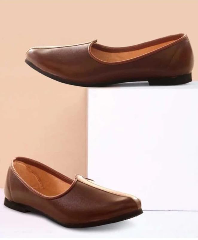 Image of Ekaaya Men's Leather Ethnic Mojari Jutti | Punjabi Rajasthani Jodhpuri Desi Jalsa Shoes