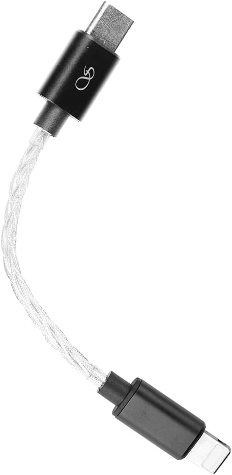 SHANLING L3 USB-C to L OTG DAC Adapter Cable, for iPhone iPad iOS Devices, for USB Headphone Amps Amplifiers UA2, UA3, UA5, UP5, H7, 4.72 Inch Pure Silver Cable