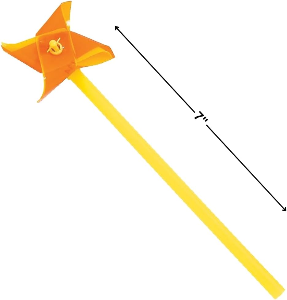 Fun Express Plastic Mini Neon Two-Tone Pinwheels