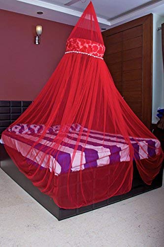 CREATIVE TEXTILES Ceiling Hanging Mosquito Net I Machardani for Double Bed King Size I Polyster Canopy Circular Curtain for Bedroom I Keeps Away Insects and Flies - Multi