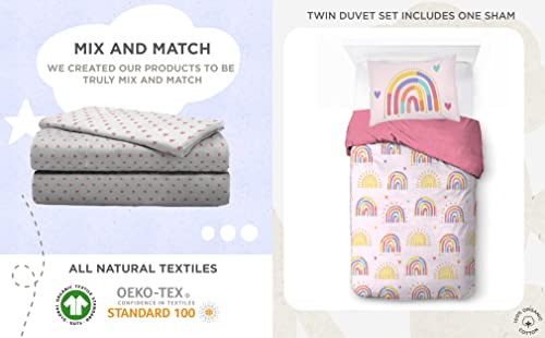 Saturday Park Doodle Rainbow Twin Duvet Cover & Sham Set - 2 Piece 100% Organic Cotton Duvet Set - Gots & Oeko-Tex Certified #TOP6