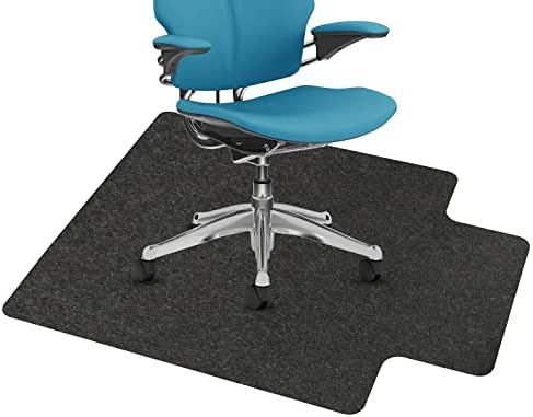 ECOSO Chair Mat for Hardwood/Tile Floor, with Lip,Plain Surface Fabric, 36"x 48",0.16" Thick, Floor Protector,Anti Slip, Self Adhesive and ECO Friendly, Floor Mat for Office/Home. (Charcoal Gray)