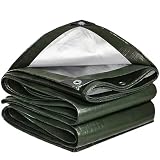 Telone Impermeabile per Esterno 200g/m² PE 2x5m Telo di Protezione Leggero in Polietilene, Protettivo Multiuso per Barche, Legno, Piscina, Mobili da giardino,Antipioggia e Antivento verde argento