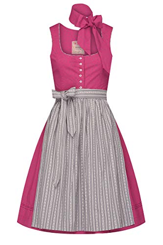 MOSER Trachten Mini Dirndl 60 cm Beere grau inkl. Schal Clara 007859, aus...