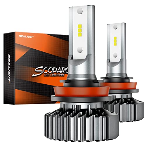 SEALIGHT H11/H8/H9 LED Bulbs, 16000 Lumens 500% Brighter H11/H8/H9 Low beam LED Bubs 6000K Daylight White Halogen Replacement Easy Installation, Pack of 2