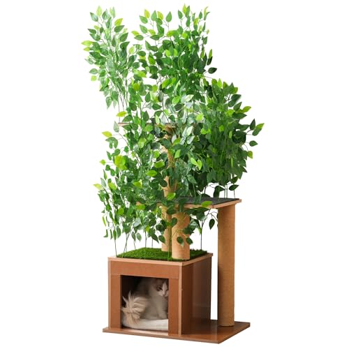 BTM 158 cm Kratzbaum mit Höhle & 3 Plattformen Aktivitätskratzbäume Haustiersicheres Material Kratzfestes