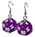 d20 Dice Earrings Translucent (Bright Purple)