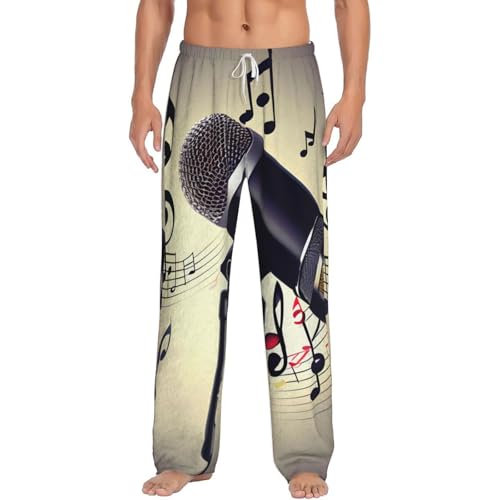 Pantalon de pyjama homme musique en flanelle polaire douce pour la maison