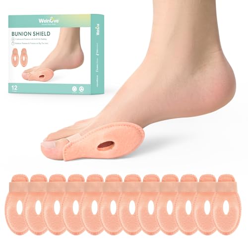 Welnove Bunion Cushion Protector, Bunion Shield Felt Protection Cushion for Foot Pain Relief, Calluses, Corns - Beige, Pack of 12
