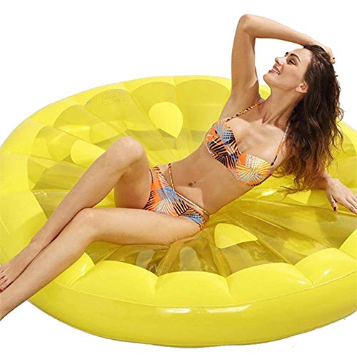Exclusive Special Yellow Lemon Inflatable Swimming Pool Floating Row Outdoor Floating Bed Lounge Toy Bed Water Toys Adult Children Sports Outdoors