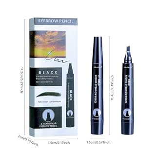 VIOLA HOUSE Microblading Eyebrow Pencil Waterproof Brow Pen with 4 Tip Fork Tip Eye Brows, Long Lasting Liquid Eyebrow Pen for Women Stay on All Day(2ml/0.67oz) (Black)