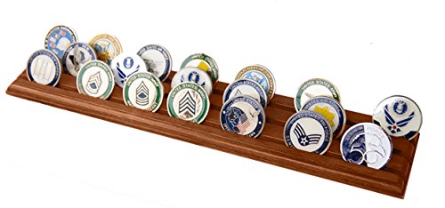 Decomil - Military Challenge Coin Holder Stand (Walnut) (Wood, 3 Rows) #TOP4