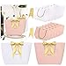 Produktbild TANCUDER 12 Stück Geschenktüten Geschenkbeutel Elegant Geschenktaschen Geschenk Papiertüten mit 12 pcs 75 cm * 4 cm Bändern für Hochzeiten, Geburtstagsfeier, Babyparty (Weiß, Rosa)