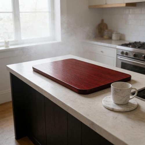 Plateau de table rectangulaire en teck 50x30 cm marron clair - 3